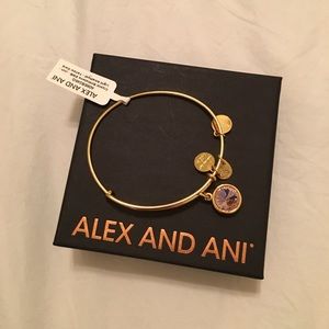 NWT Alex and Ani Gold Bracelet with Purple Stone
